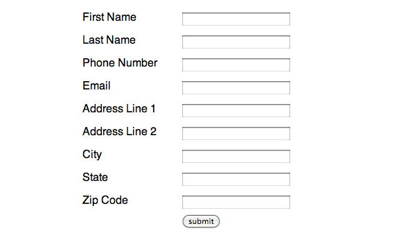 An example of a table-based form, which is what not to do.