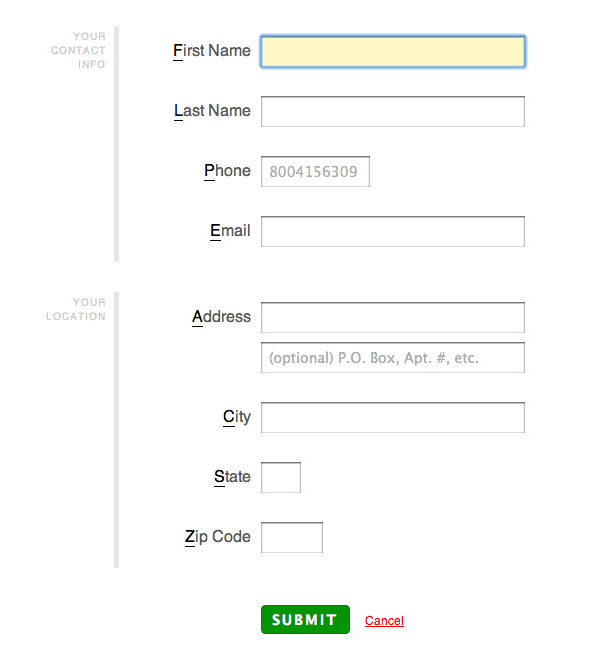 Here's what our form looks like after applying the design principles above and some of the tips from my previous two articles