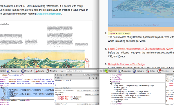 Comparing current design and web inspector design.